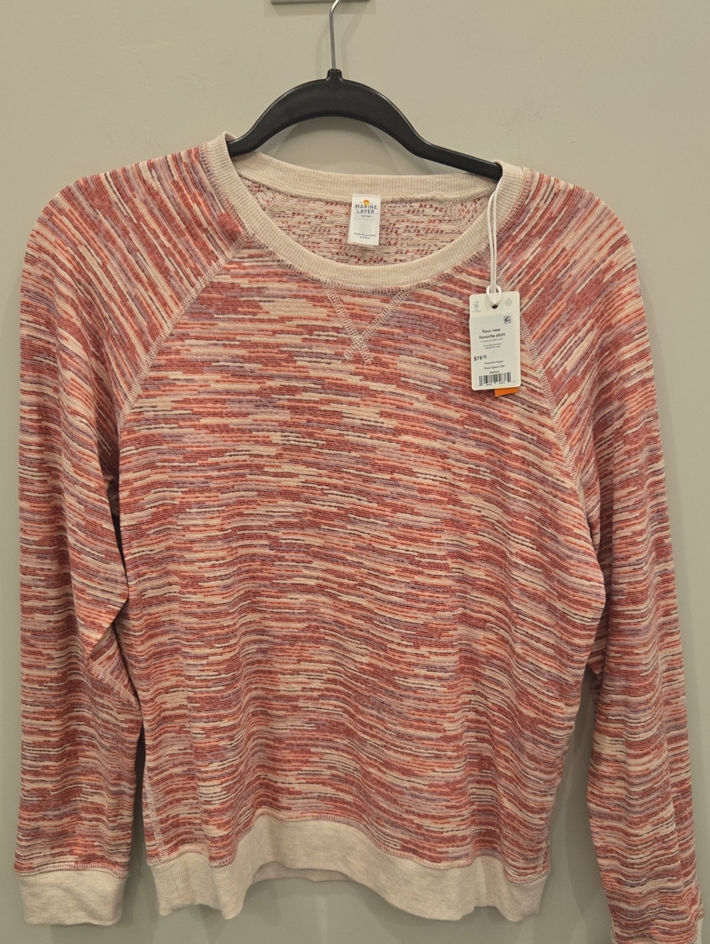 NWT Marine Layer Women’s Marled Red and Cream Lightweight Top. Reversible. MED.